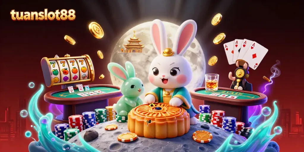 Tuanslot88 menghidupkan keberuntungan dengan ilustrasi kelinci bulan dalam permainan kasino yang memikat.