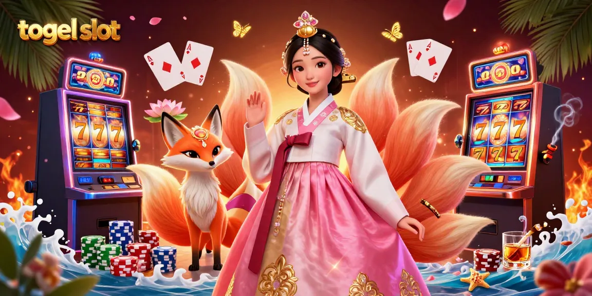 Experience the excitement of togel slot in this vibrant 3D illustration filled with lucky symbols and casino elements.