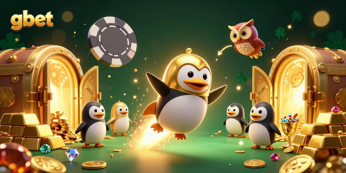 Experience the magic of gbet with a golden penguin racing toward a cosmic casino!