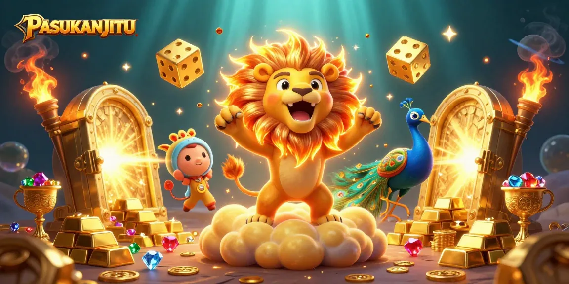 Experience thrilling gameplay with PASUKANJITU's vibrant casino scene featuring the exciting sun lion and golden elements.