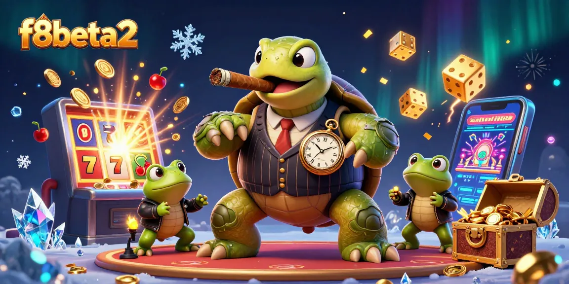 Experience thrilling bets at f8beta2 with a cartoon turtle mobster and casino excitement.