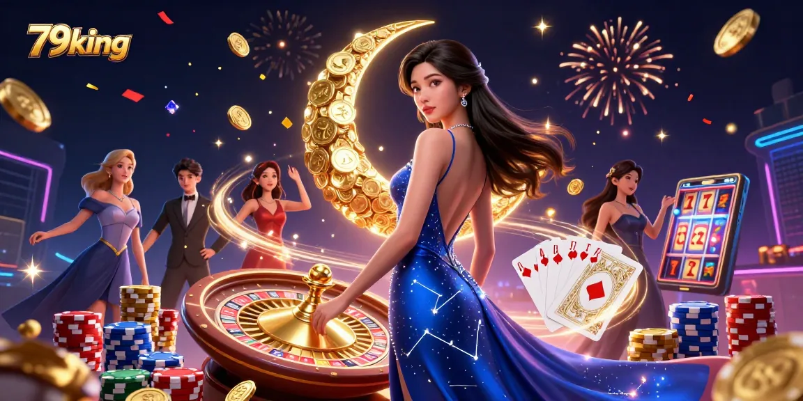 Engage with the vibrant 79king casino scene featuring slot machines and gold-themed visuals.