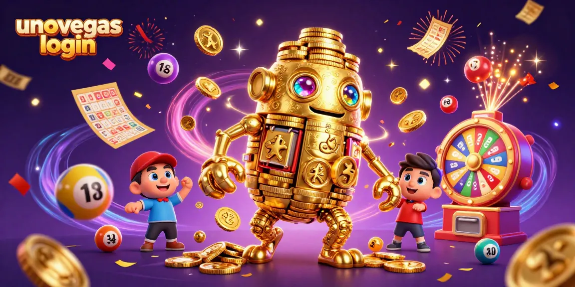 Login unovegas di kasino online dengan gambar golem emas dan berbagai elemen permainan.
