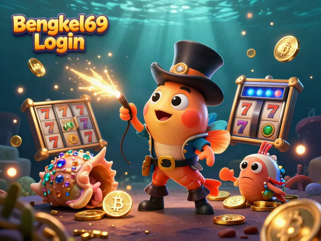Spin to win with the vibrant characters and elements of Bengkel69 Login in this engaging casino illustration.
