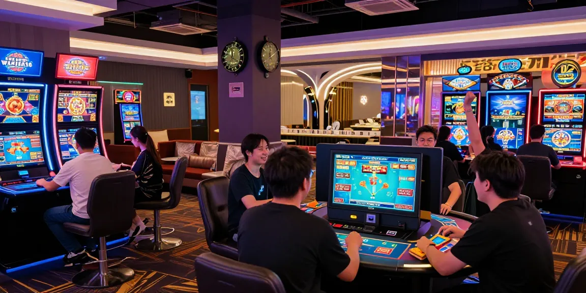 LUCK8 immersive online gambling experience with players at high-tech virtual tables