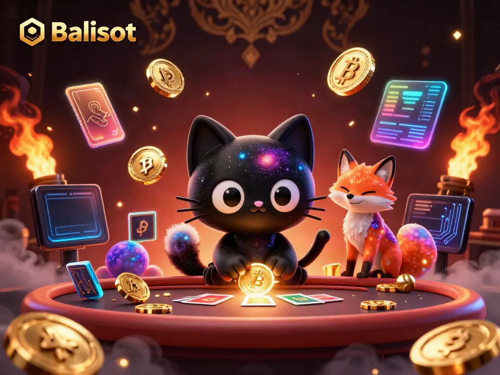 Experience thrilling gaming at Balislot with a cosmic casino scene featuring vibrant characters and digital elements.
