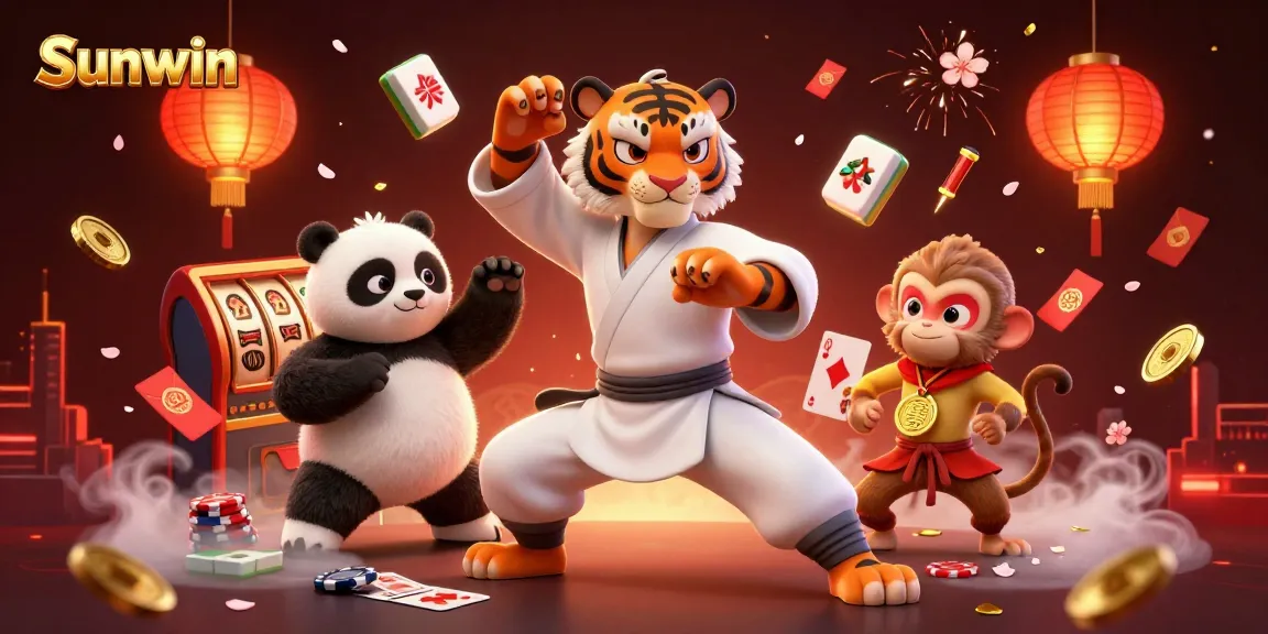 Experience thrilling victories with Sunwin's captivating casino games in this vibrant 3D illustration.