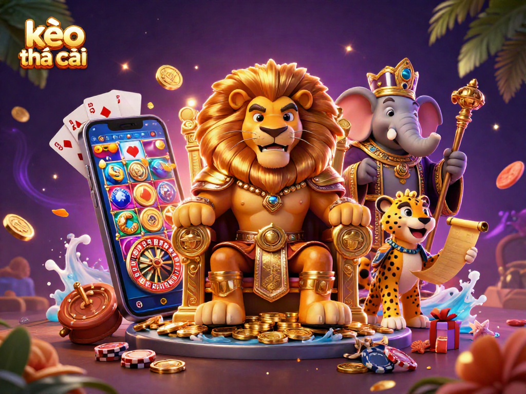 Engage with kèo nhà cái by exploring vibrant casino elements in a majestic 3D illustration.