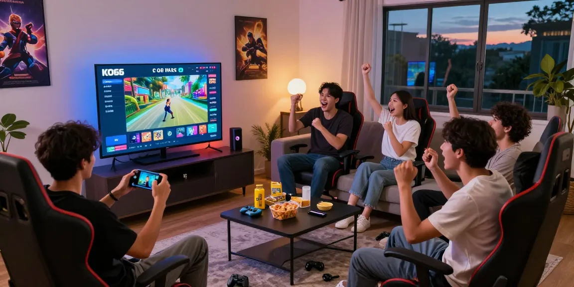 Engaged friends playing together with the KO66 app, showcasing an exciting gaming atmosphere.
