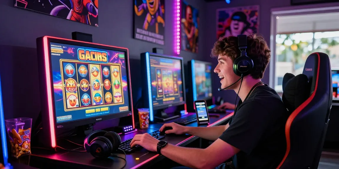 Pengalaman seru bermain slot gacor fujiwin88 dengan suasana gaming yang cerah dan penuh warna.