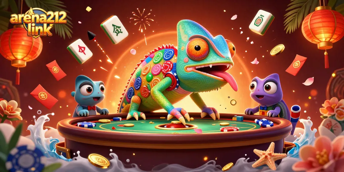 Taruhan seru arena212 link dengan chameleon kasino 3D mengumpulkan koin emas dan elemen permainan
