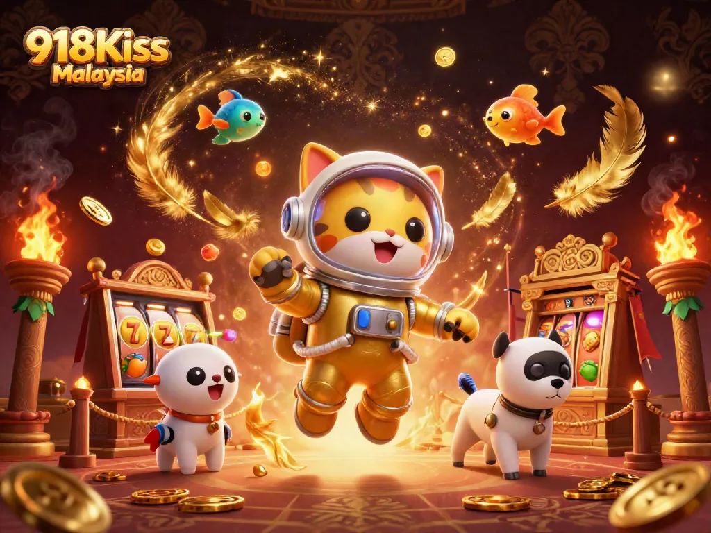 Engage with thrilling 918Kiss Malaysia slots and immersive gaming atmosphere highlighted in the vibrant scene.