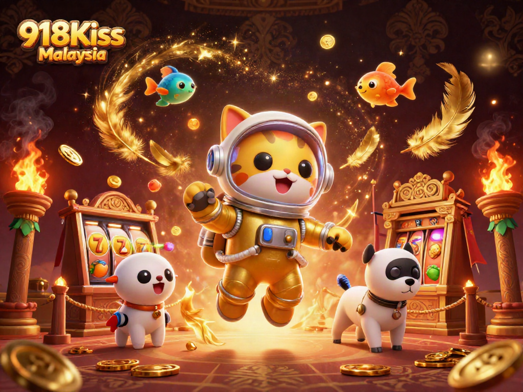 Engage with thrilling 918Kiss Malaysia slots and immersive gaming atmosphere highlighted in the vibrant scene.